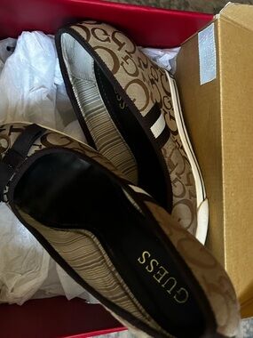 Guess Brown Multifabric Wedge Slip-On